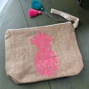Pink Pineapple Jute Clutch